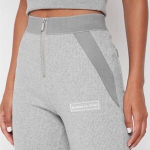 Maniere de Voir gray ribbed flared knit leggings high waist size small
